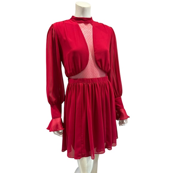 NEW Express Red Point D’esprit Lace Fit and Flare Dress - Picture 12 of 13